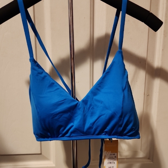 NWT Kona Sol Vibrant Blue Bikini Top with Plunging V-Neckline - Picture 1 of 4